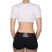 Y2K White Cotton Milkmaid Crop Top (S)