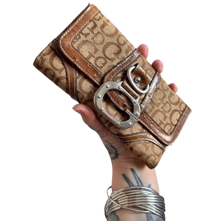 Y2K GUESS monogram brown wallet