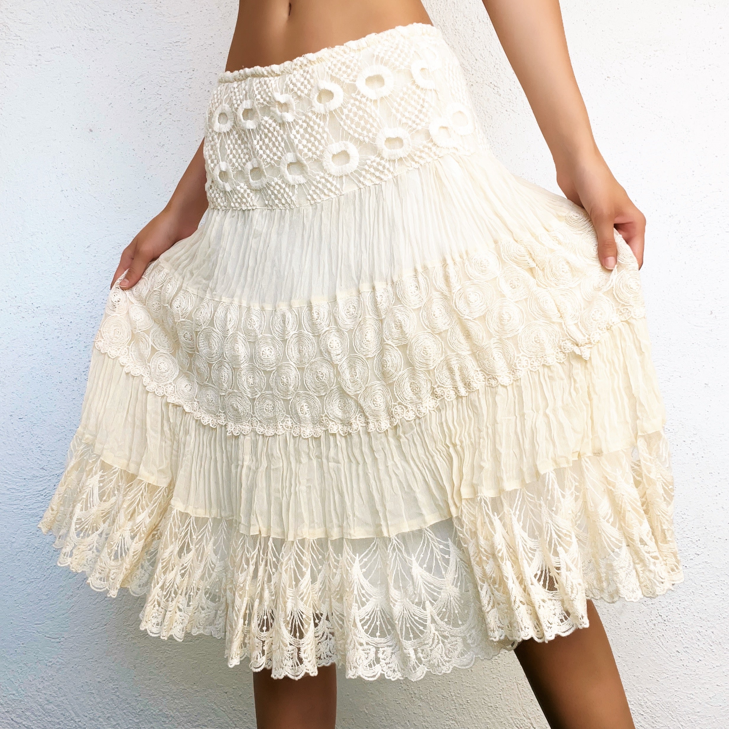 Creamy Boho Midi Skirt - Small
