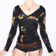 Y2K DESIGUAL Graphic Long Sleeve Tee (M)