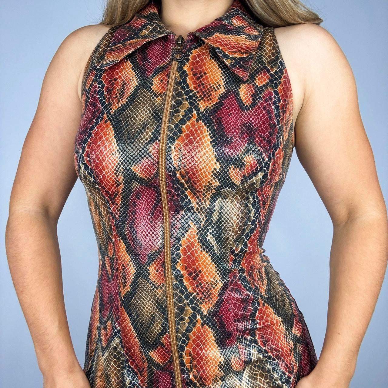 Caché Wet Look Snakeskin Dress (S)