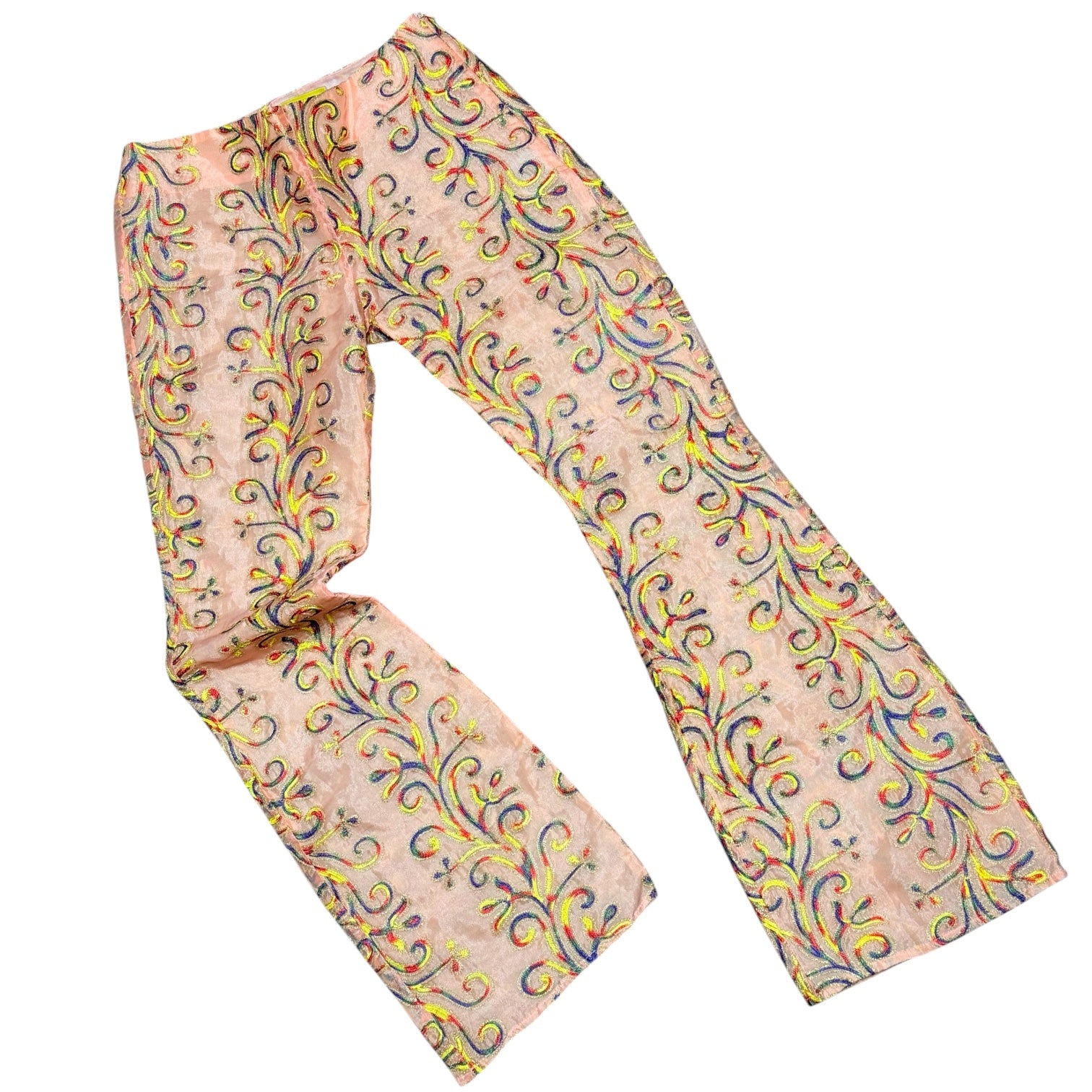 Vintage JNCO peach & rainbow low rise flares (S)
