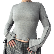 Grey Elongated Sleeve Top (S/M)