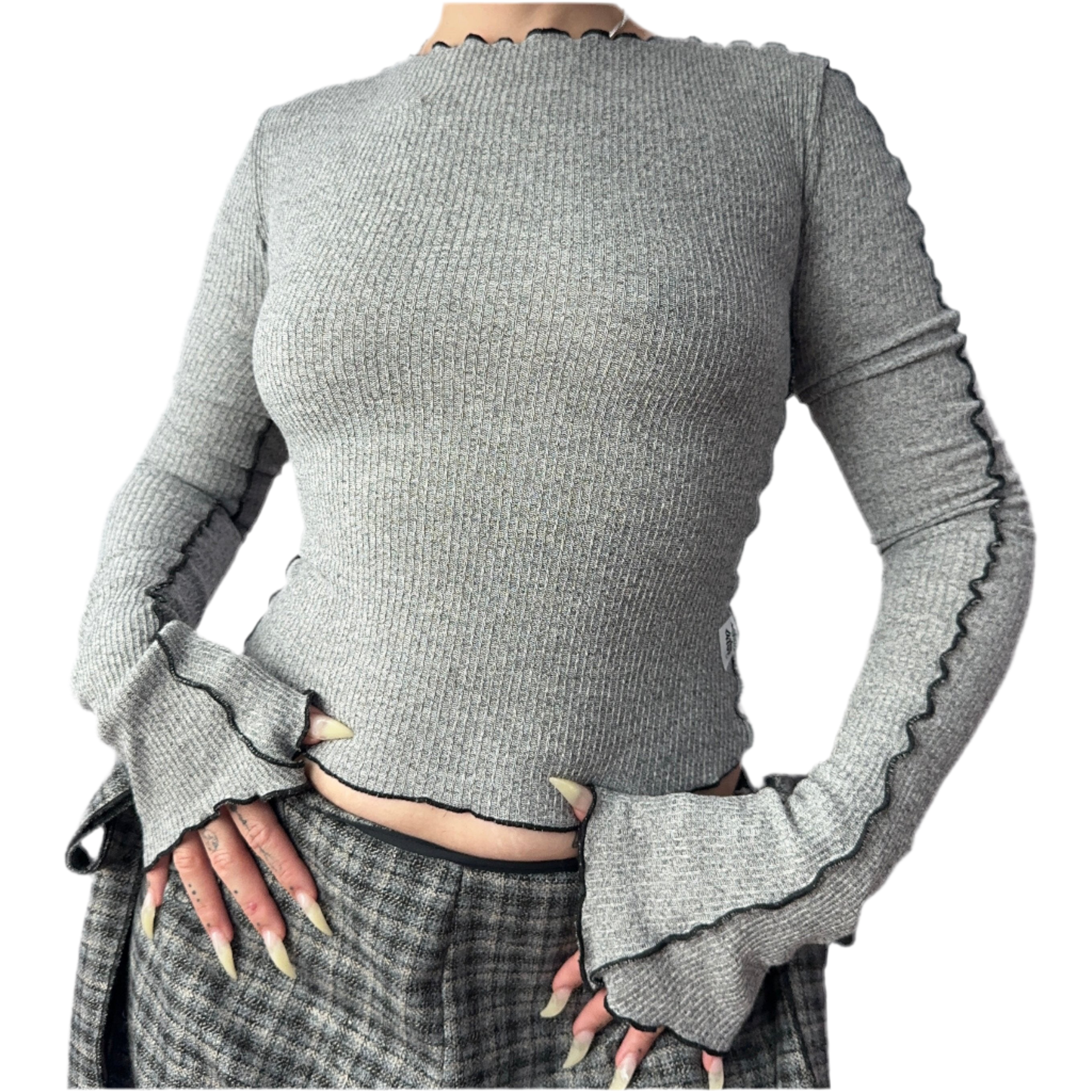 Grey Elongated Sleeve Top (S/M)