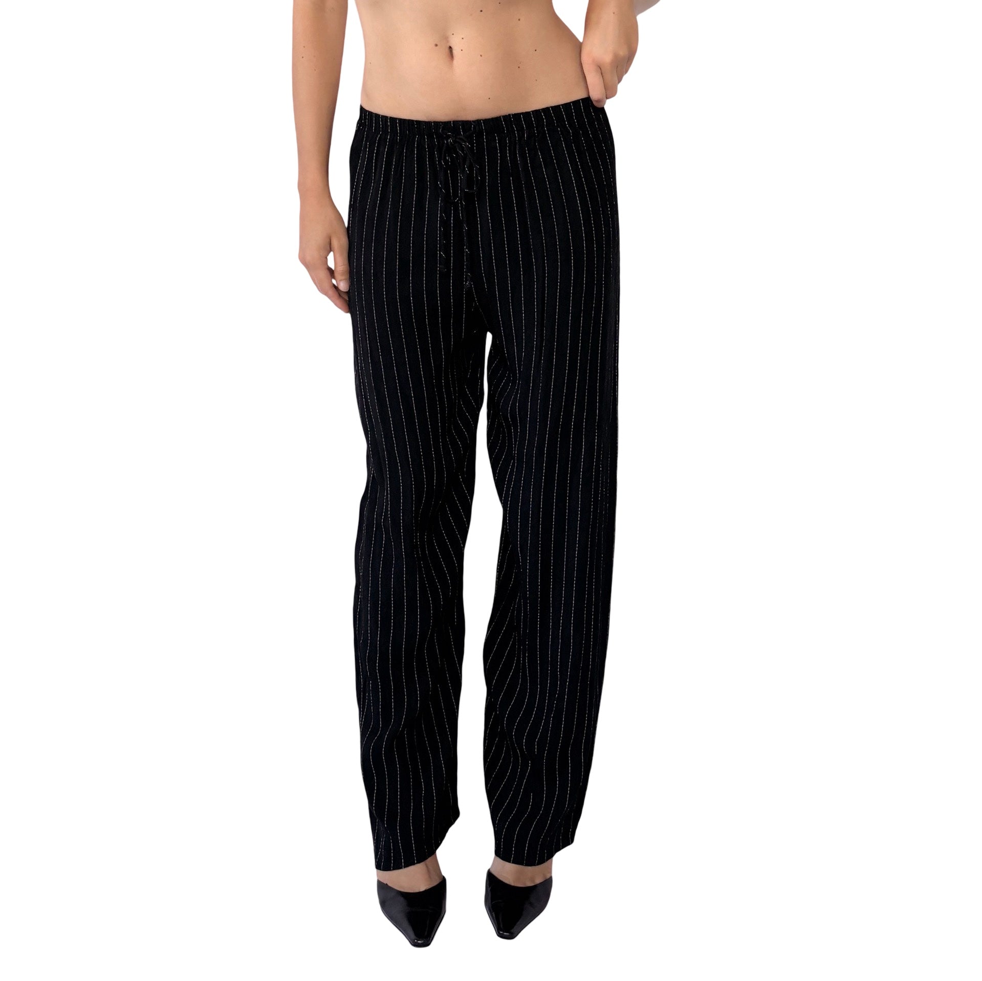90s Pinstripe Drawstring Trousers (XS/S)
