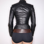 Y2K Sexy Black Leather Moto Jacket (XS)