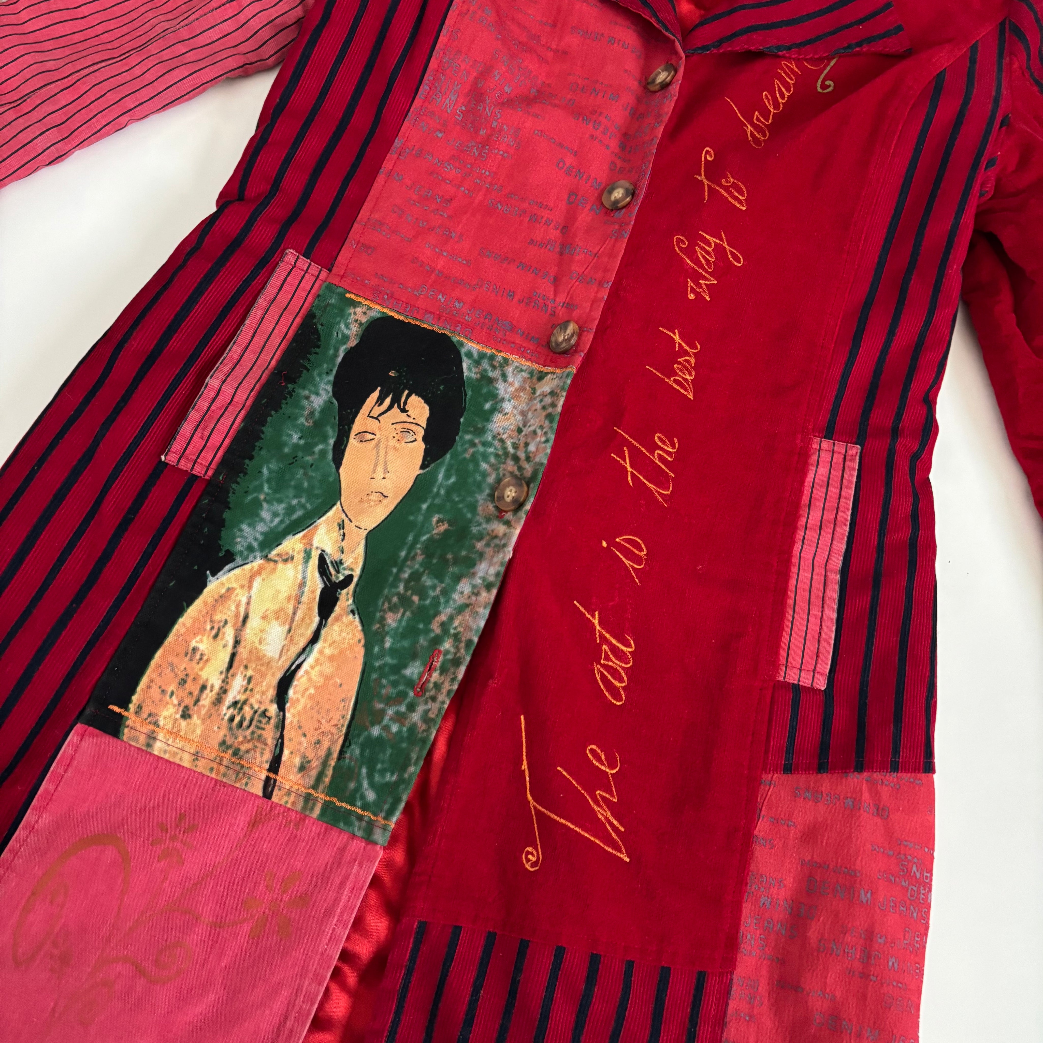 Euro Art Graphic Patchwork Trenchcoat (M)