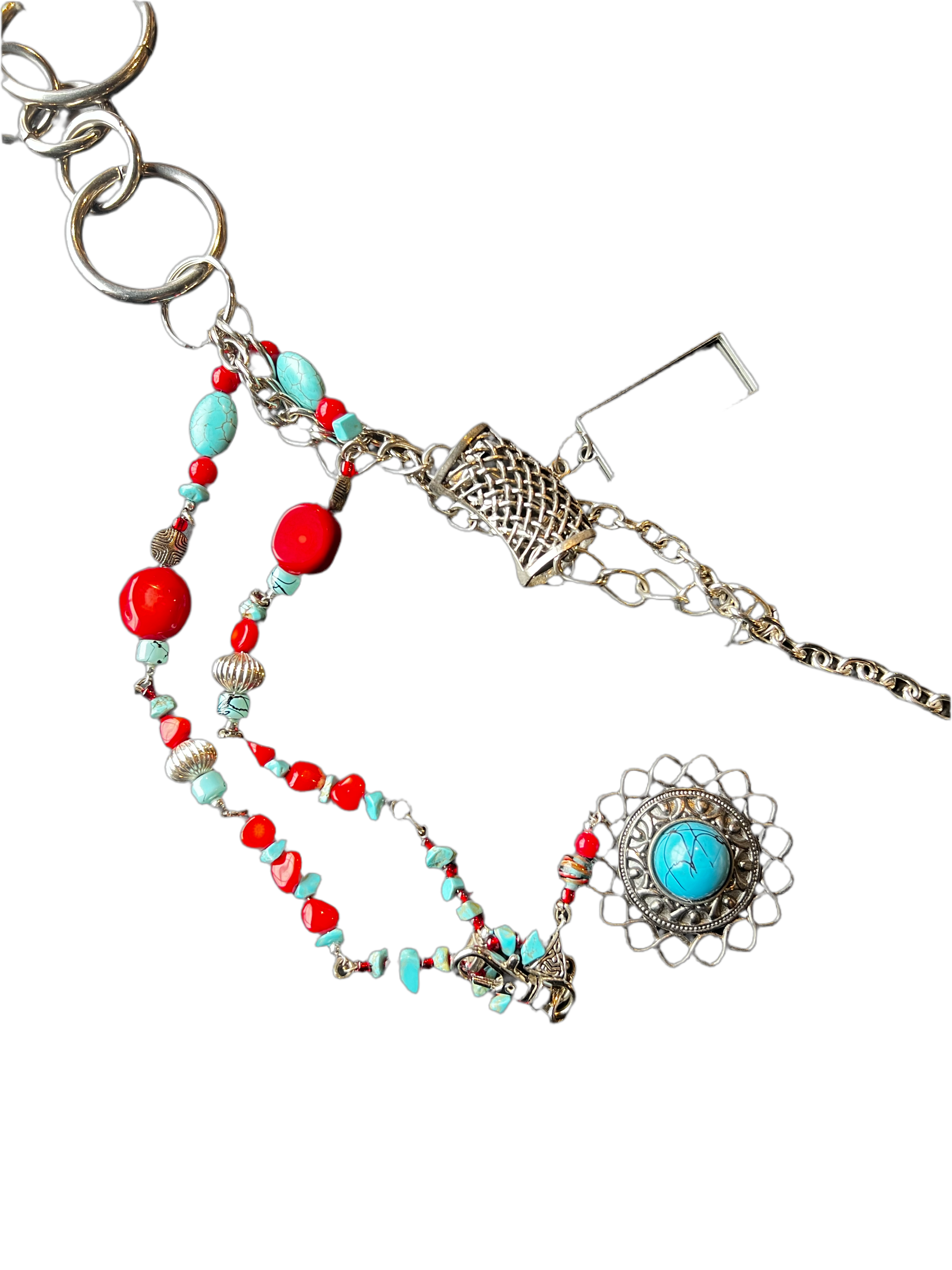 Silver Turquoise Beaded Chain Belt