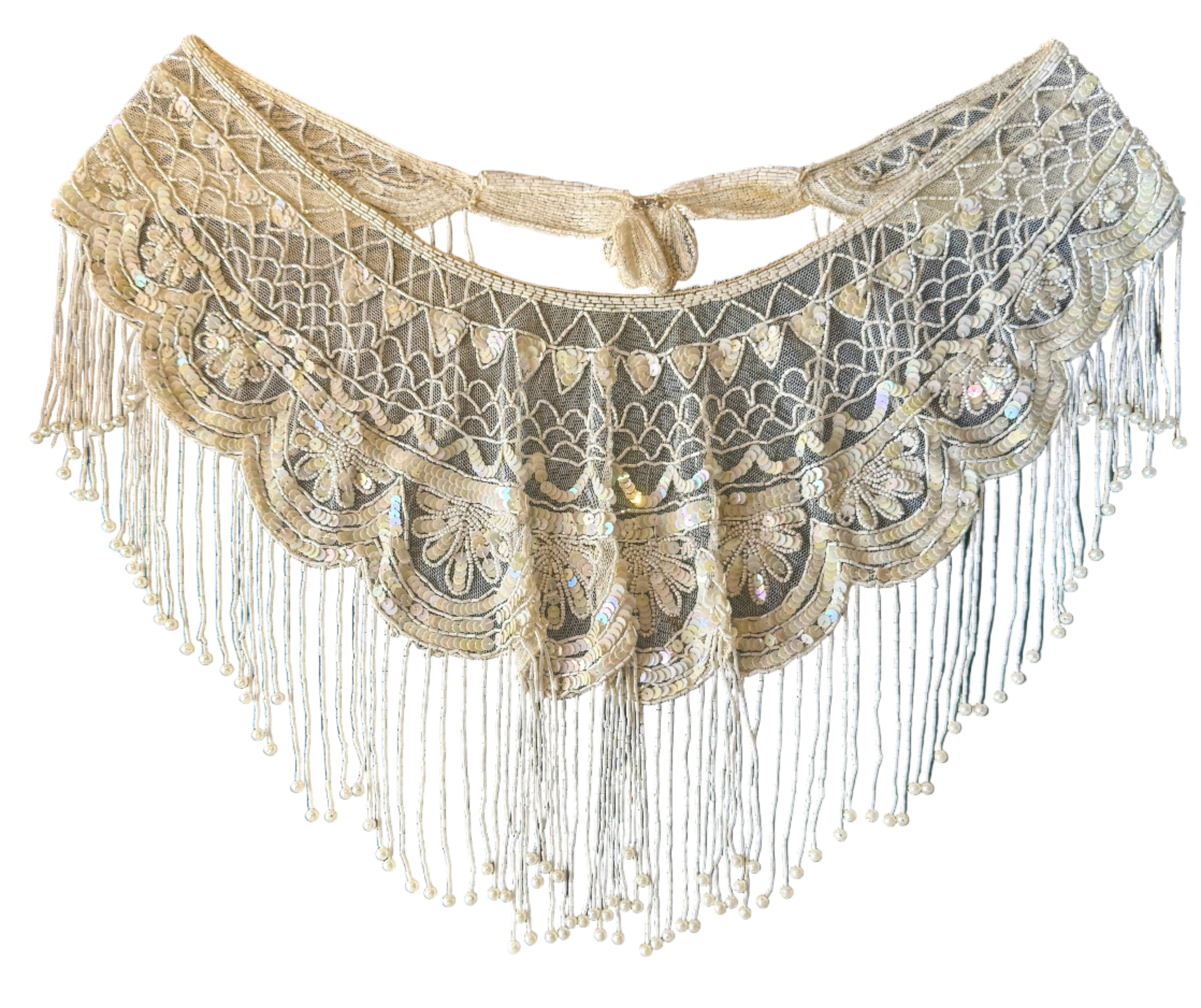 Vintage beaded Shawl with Rose Pattern