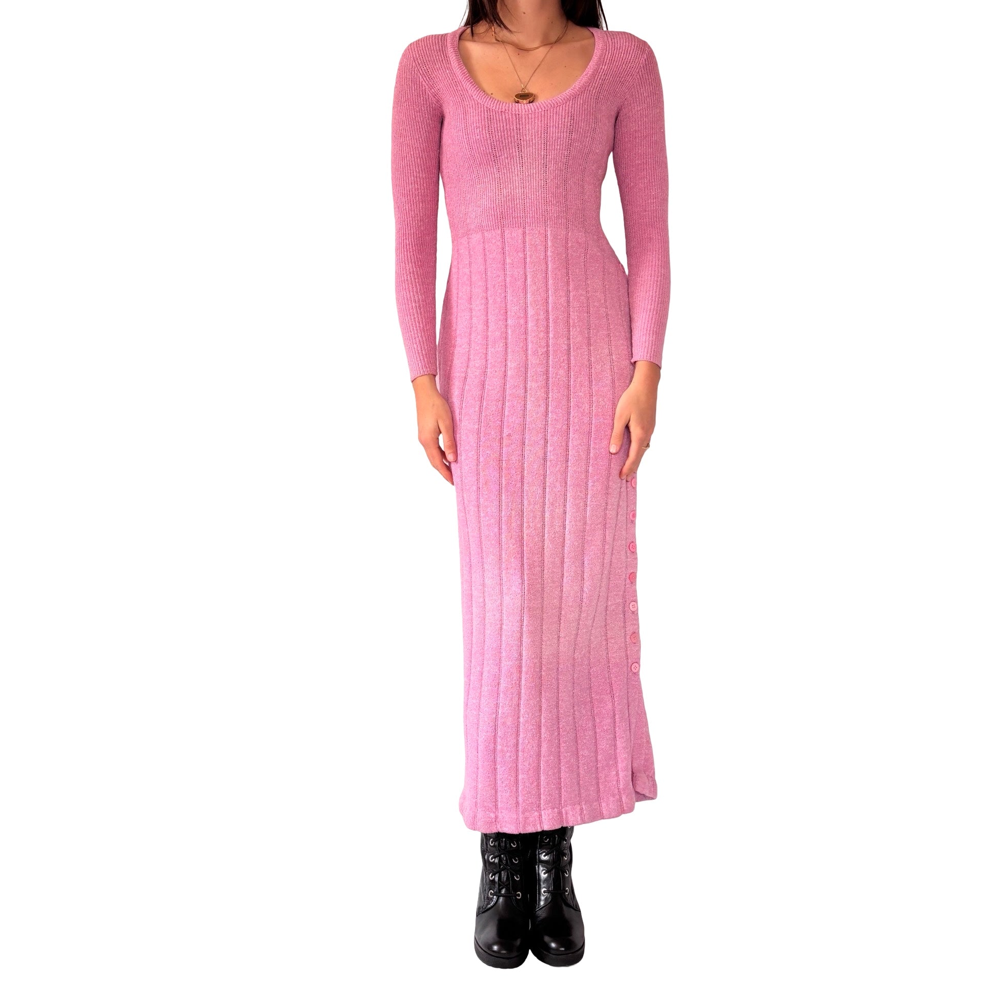 70s Baby Pink Knit Dress (XS) Holy Thrift 70s Baby Pink Knit Dress (XS) Holy Thrift