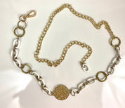 Vintage gold & white waist chain belt