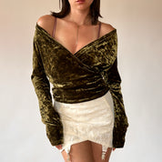 90s Moss Velvet Top (M/L)