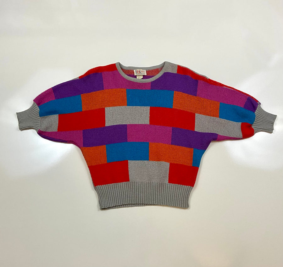Vtg 80s Patchwork by R&K Originals Sweater Pullover Rare Throwback