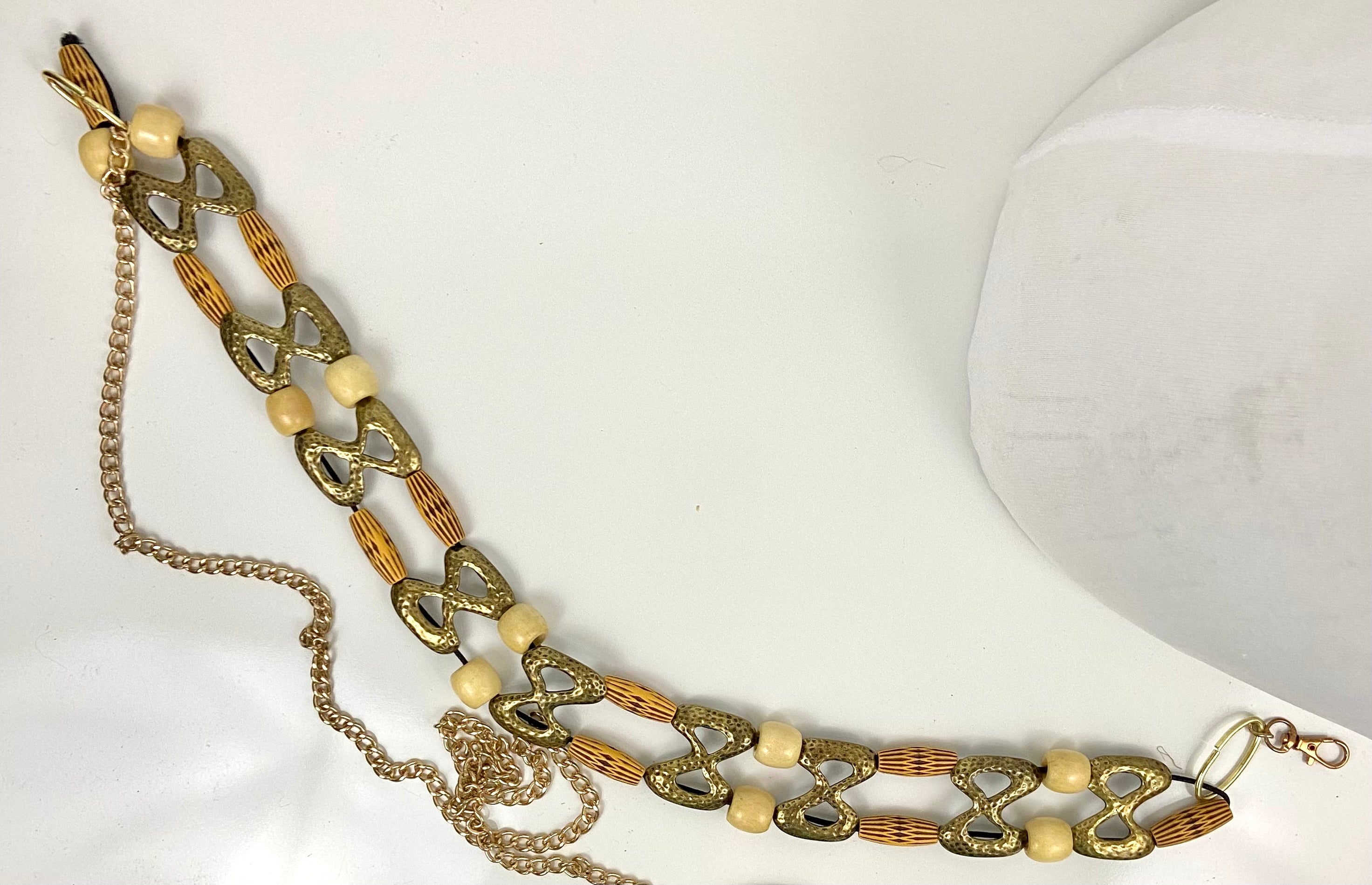 Wood Metal Boho Belt