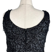 90s Noir Beaded Fringe Wool Bustier (XL)