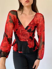 Vintage Mesh Rose Top (XS/S)
