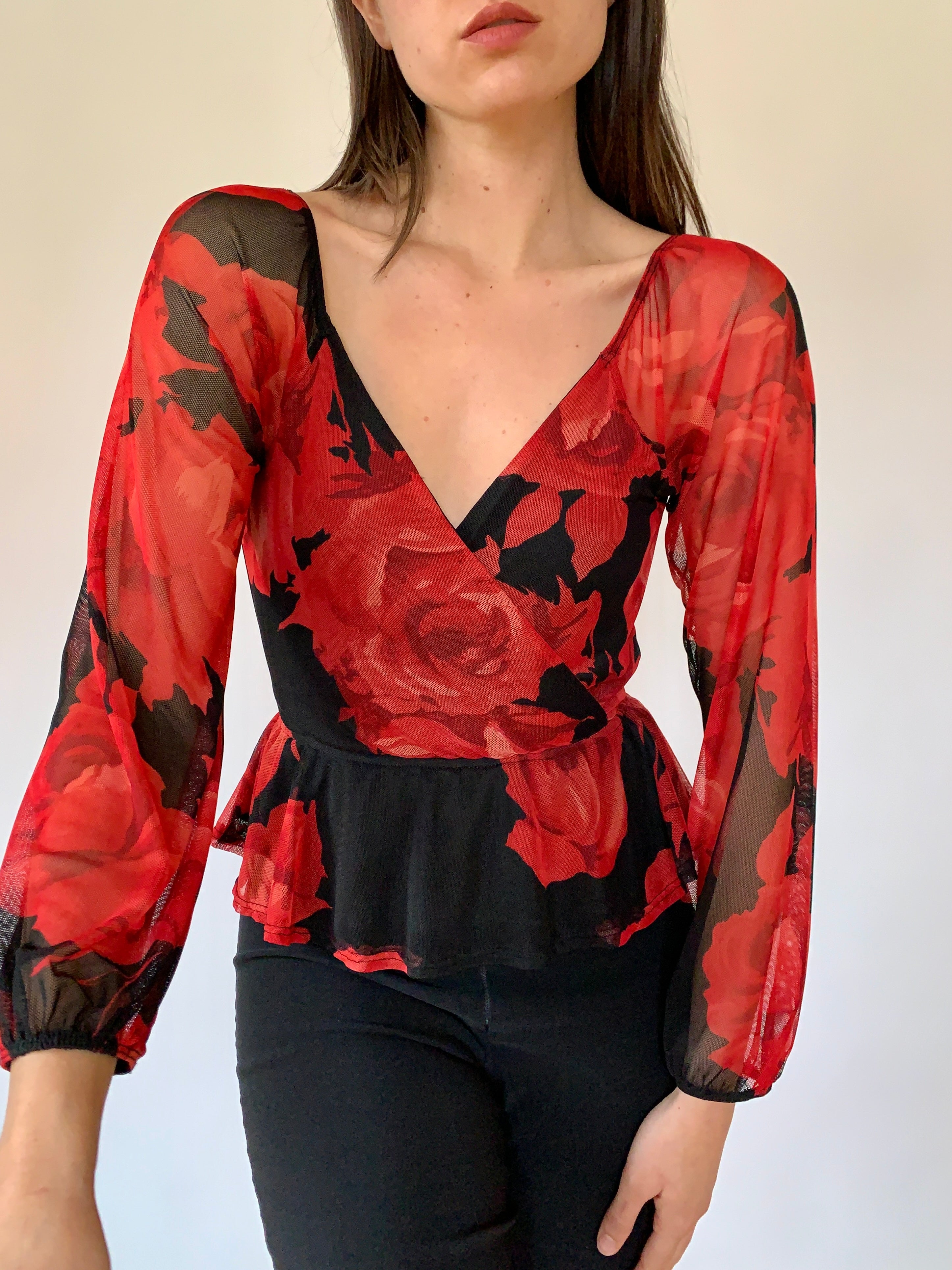 Vintage Mesh Rose Top (XS/S)