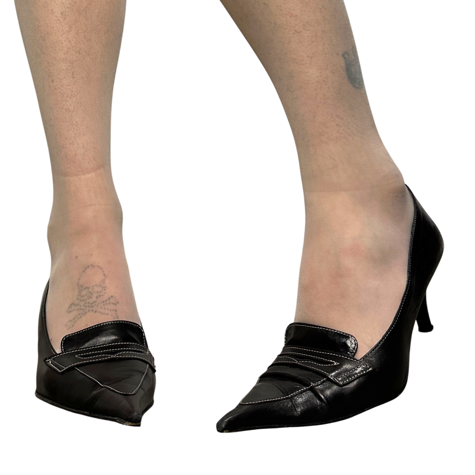 Vintage Italian Pointed Toe Black Kitten Heels (US 5.5)