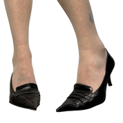 Vintage Italian Pointed Toe Black Kitten Heels (US 5.5)