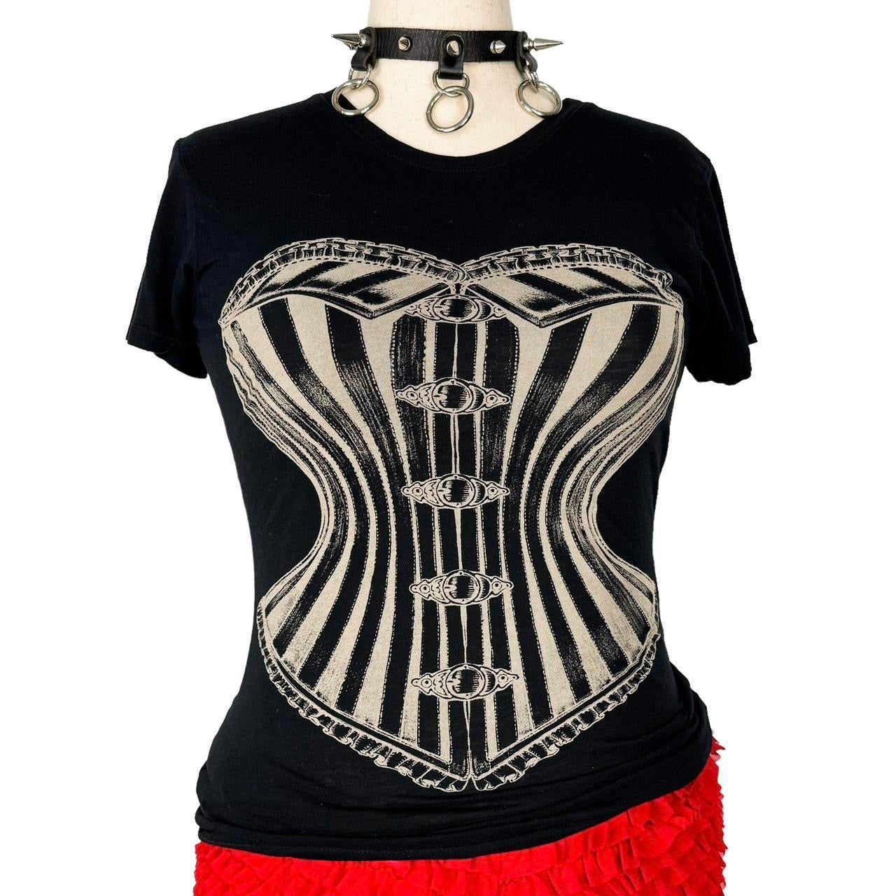 Y2K Corset Graphic Baby Tee (XL)