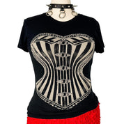Y2K Corset Graphic Baby Tee (XL)