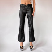 90s Wet Look Black Flares (XS)