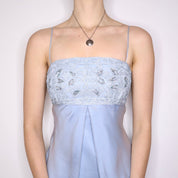 90s Ice Blue Corset Prom Dress (M)