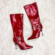 Y2K Oxblood Knee High Stiletto Boots (8.5)