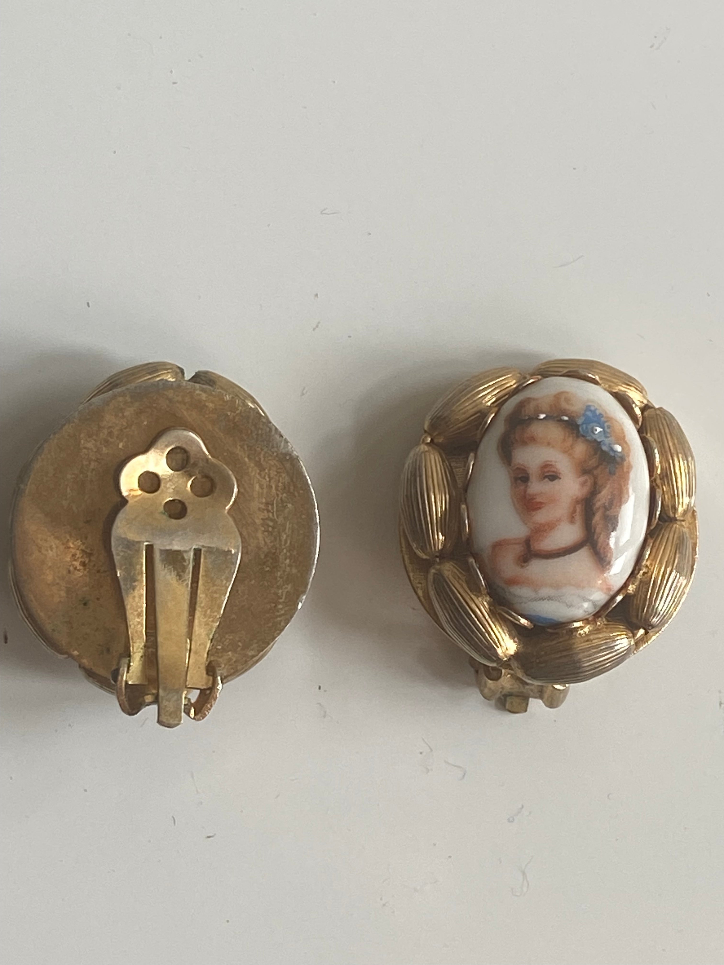 Vintage hand painted enamel Victorian style