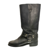 True Vintage American Black Leather Buckle Biker Boots (UK 7 US 8D/ US 9.5)