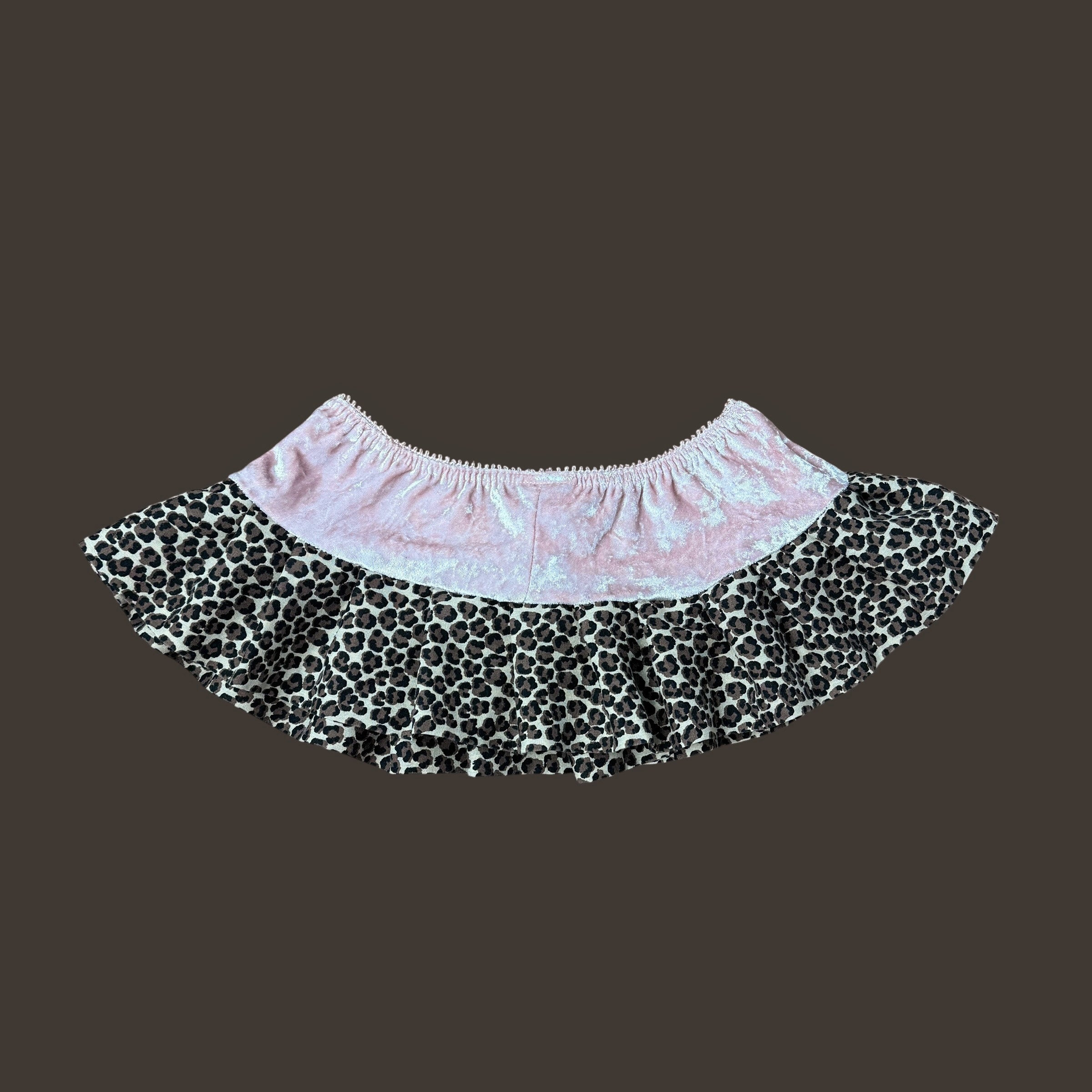 Velvet & Leopard Print Micro Skirt (XS)