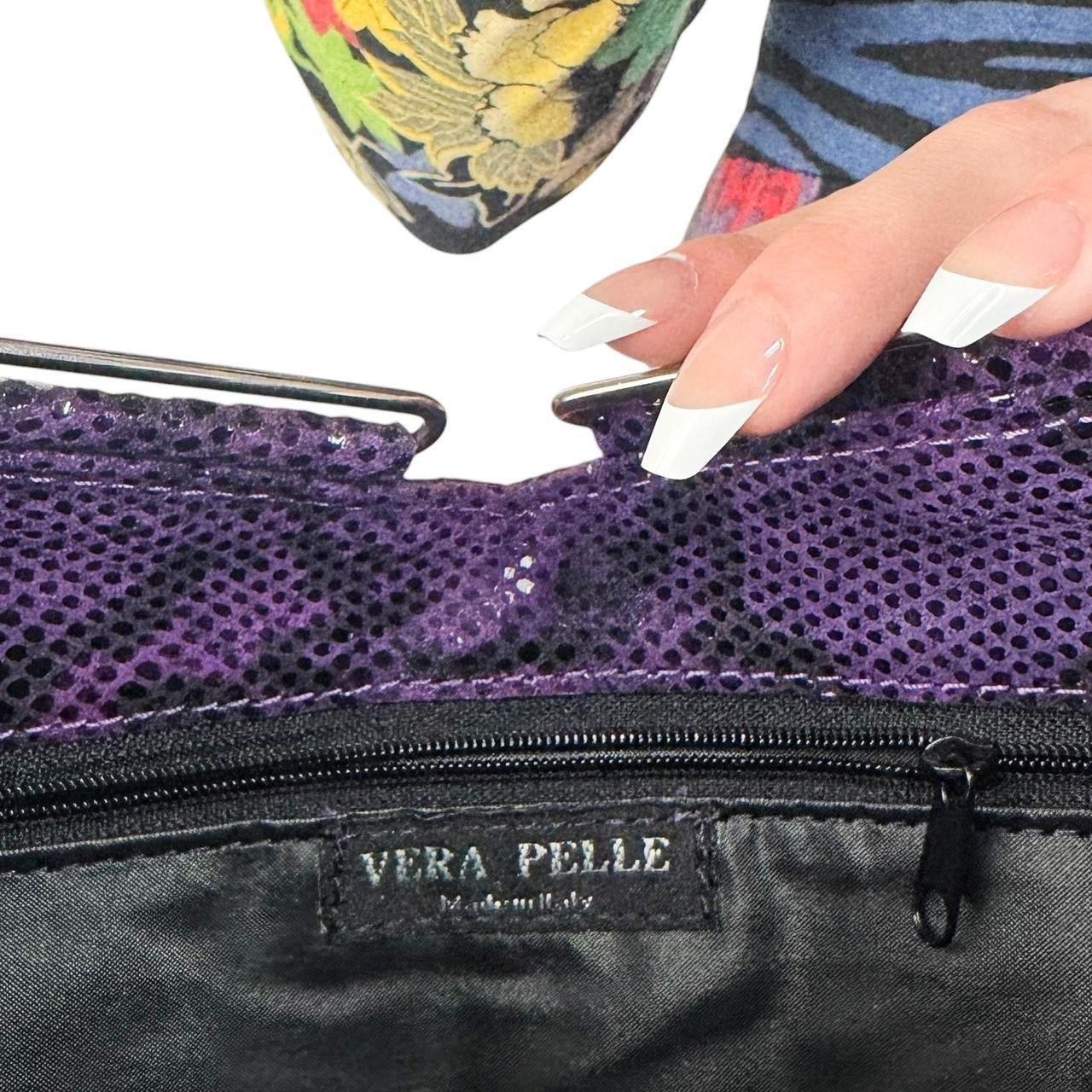 90s Italian Leather Purple Python Bag