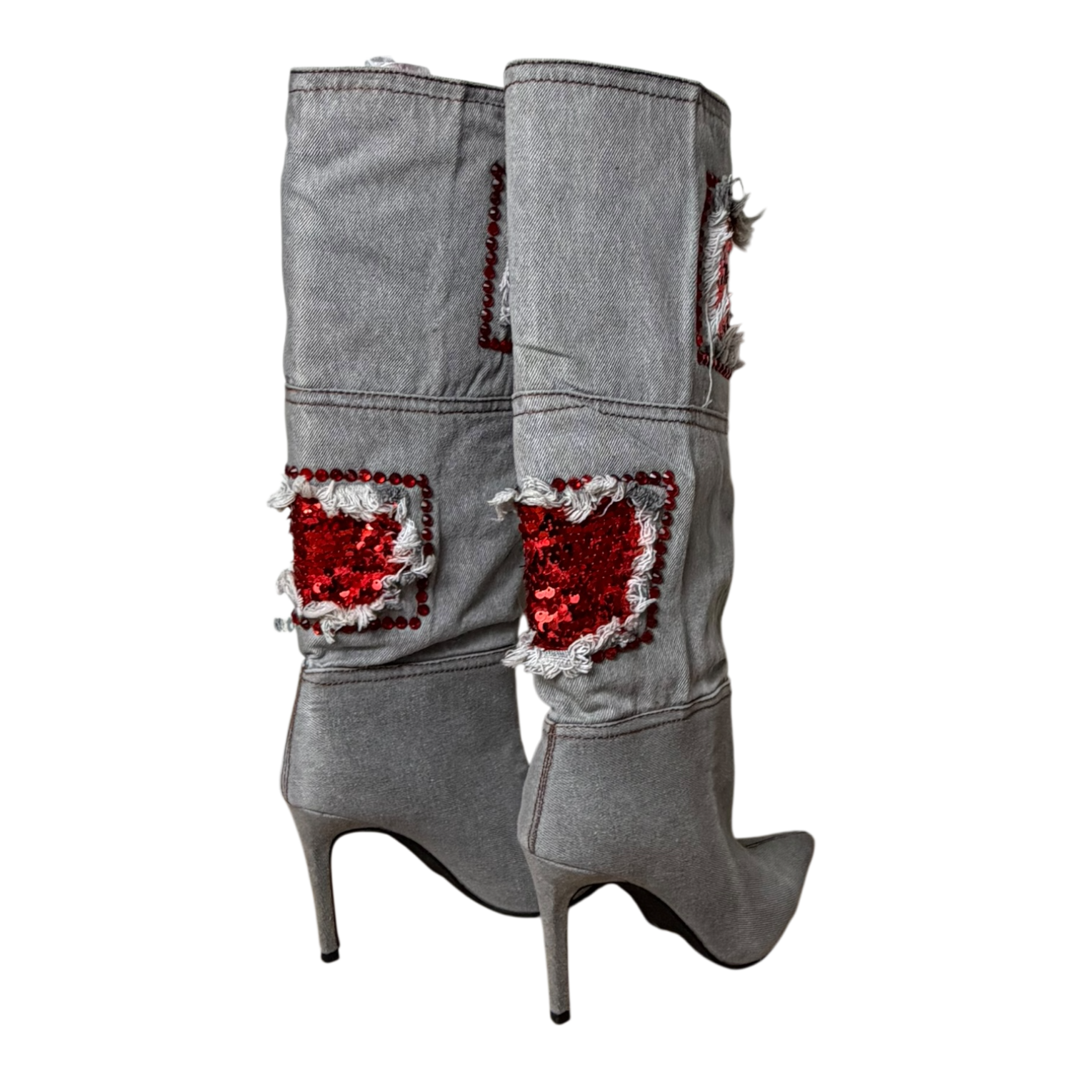 Denim Knee High Stiletto Boots (6)