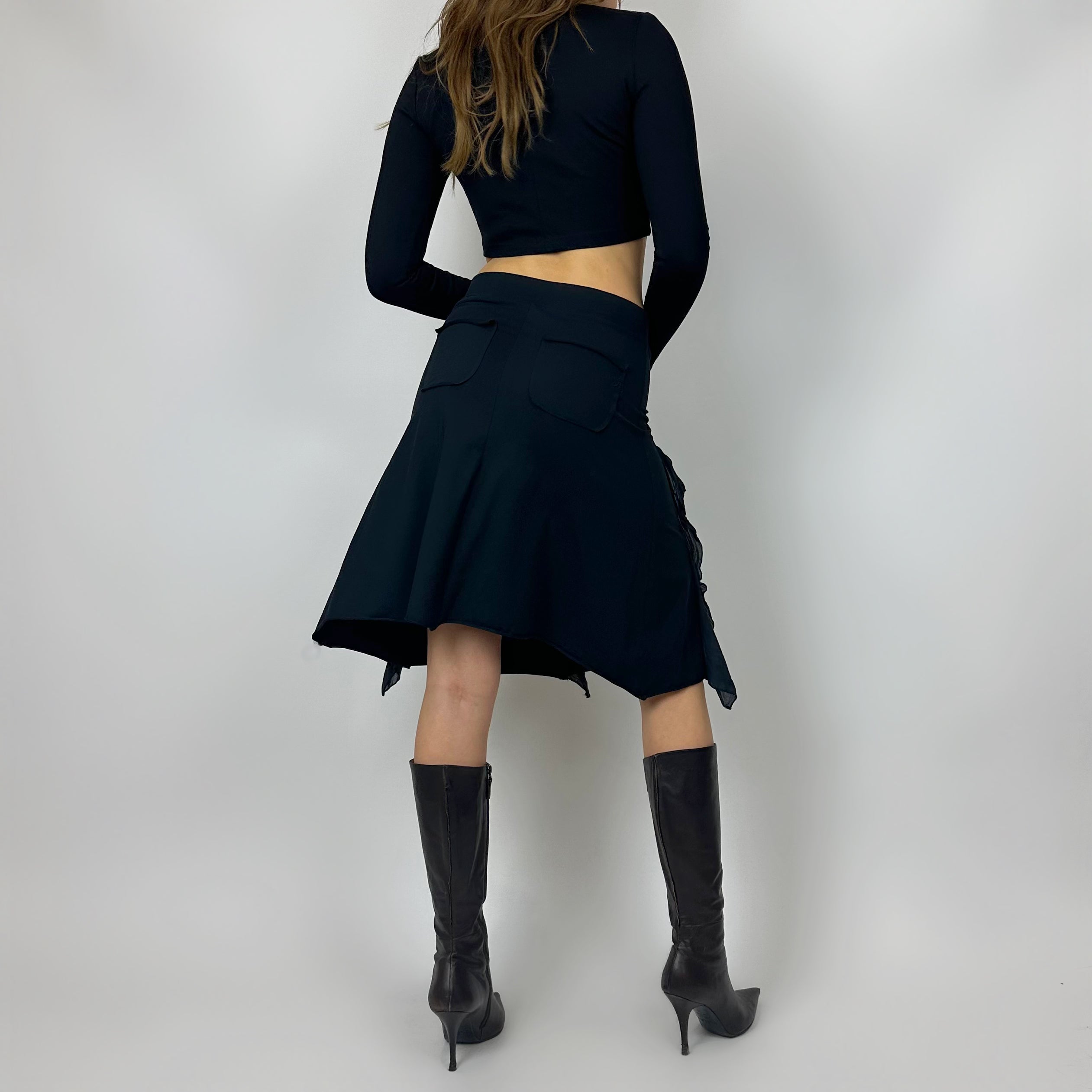 Vintage Cop Copine Black Midi Skirt (s/m)