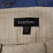 Y2K BEBE Cream Pinstripe Flare Pants (S)