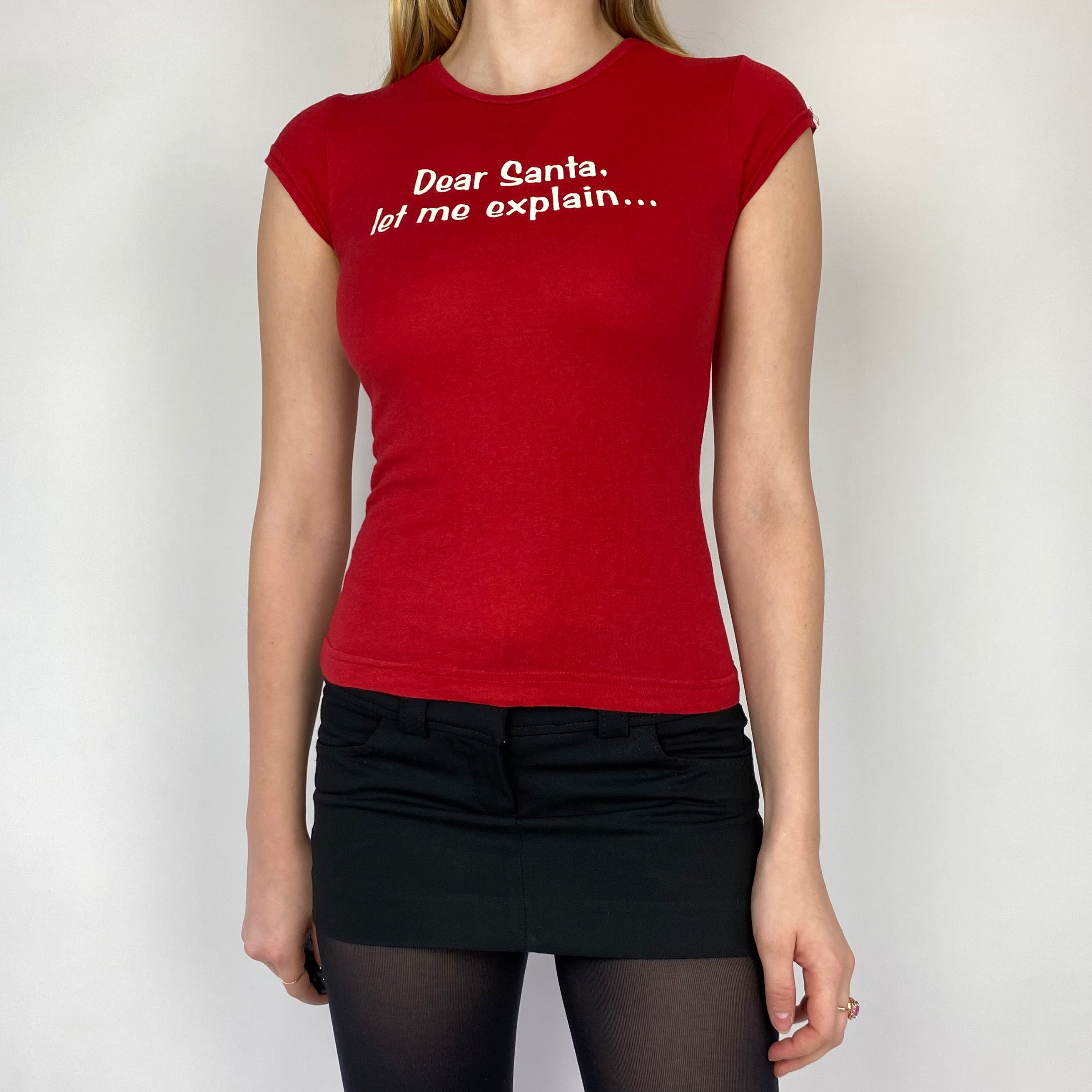 ‘Dear Santa Let Me Explain’ Baby Tee (XS/S)