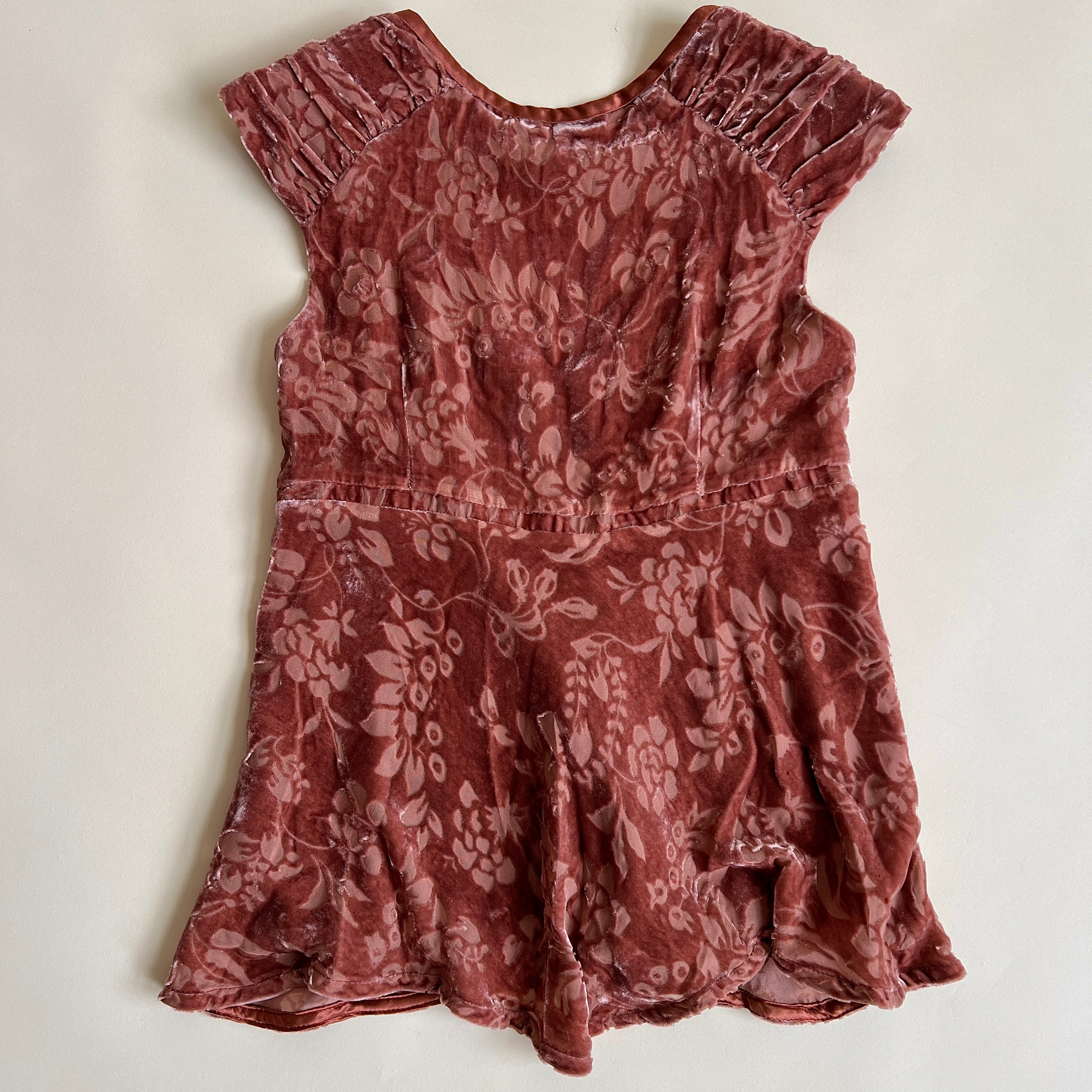 Dusty rose velvet babydoll top (M)