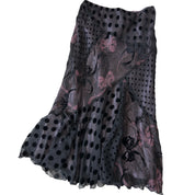 Silk polka dot patchwork midi skirt (XS)