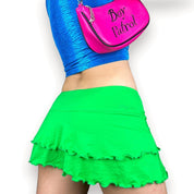 Y2K Acid Green Mesh Mini Skirt (XS)