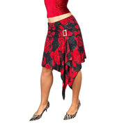 Y2K Floral Buckle Midi Skirt (L)