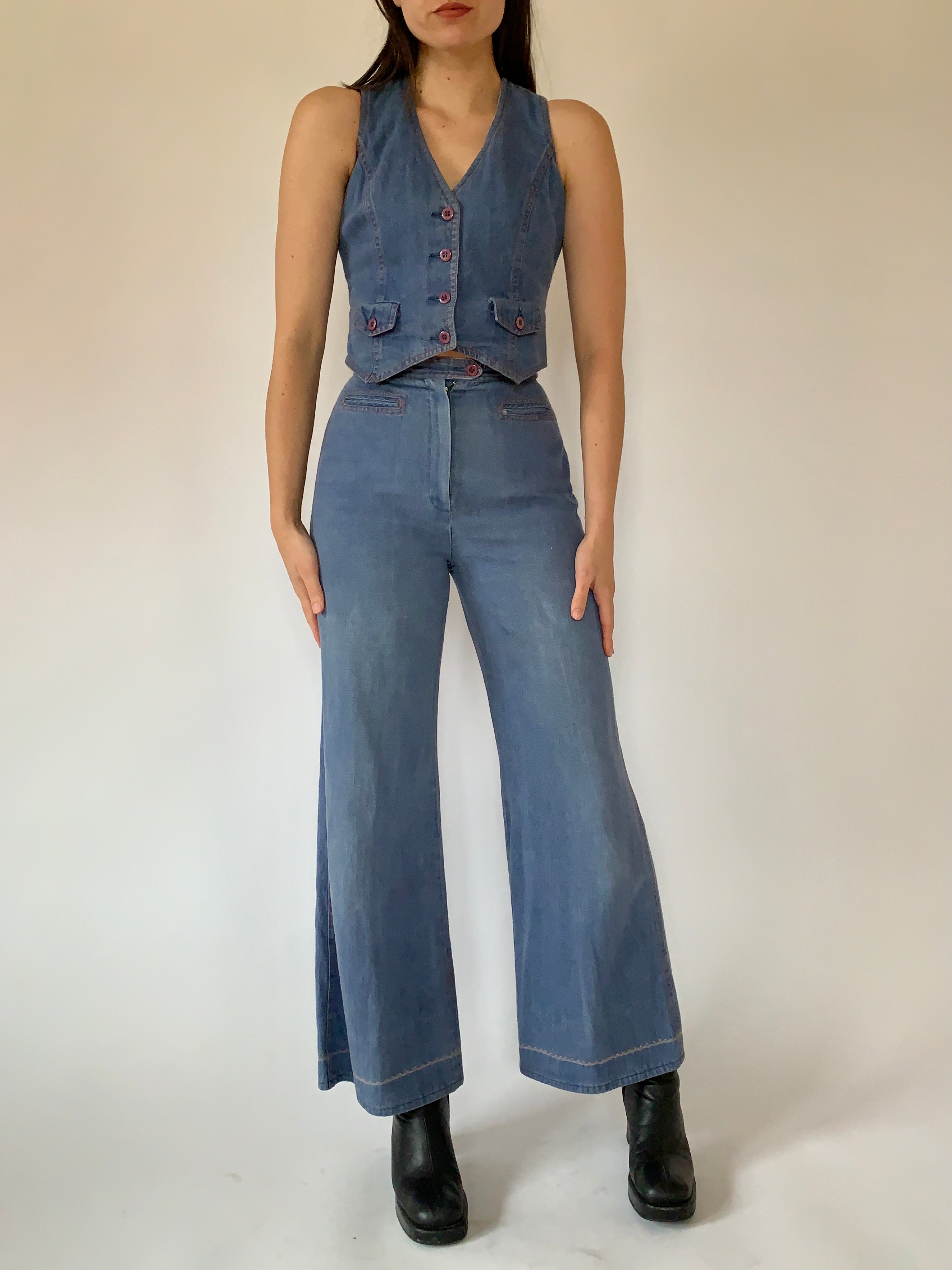 Vintage 1970s Denim Suit (S)