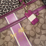 Vintage Coach Beige & Purple Signature Logo Bag