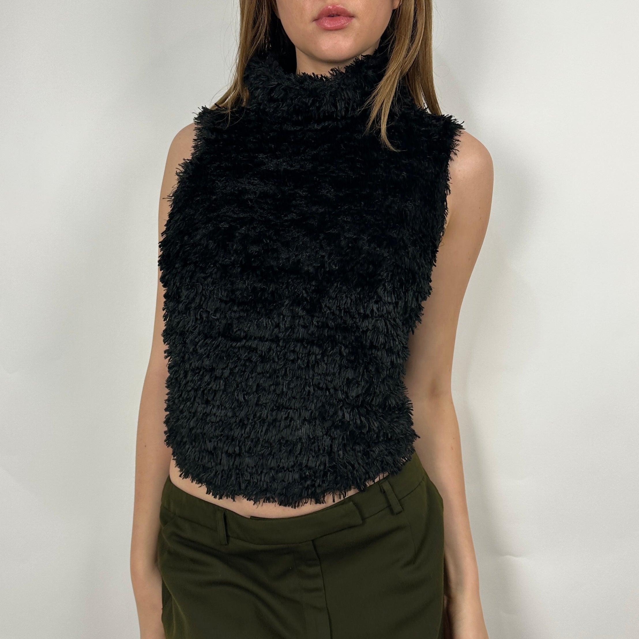 Bebe 90's Fuzzy Turtleneck Tank (S/M)