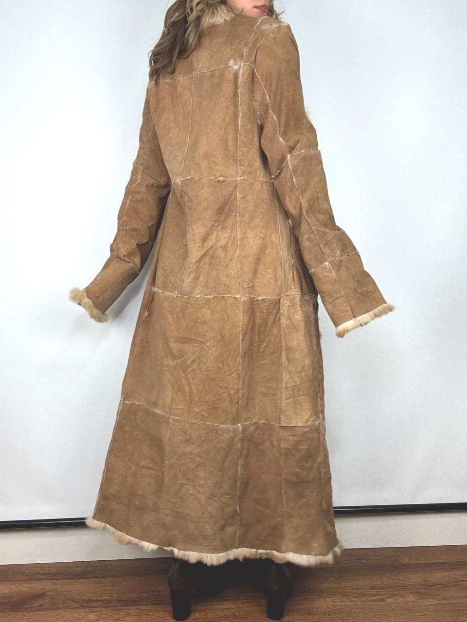 René Derhy Rabbit Fur Cascading Fringe Duster Coat (M)