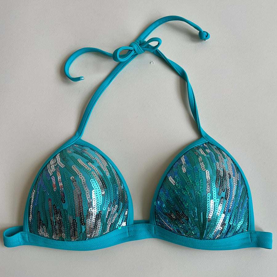 Y2K blue sequin bikini/rave top (C)