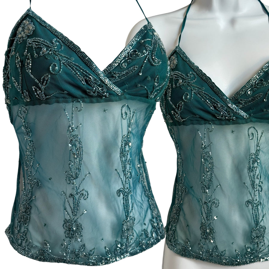 Charlotte Russe embellished y2k halter top (S-M)