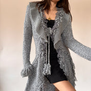 Y2K Ruffly Duster Cardigan (L)