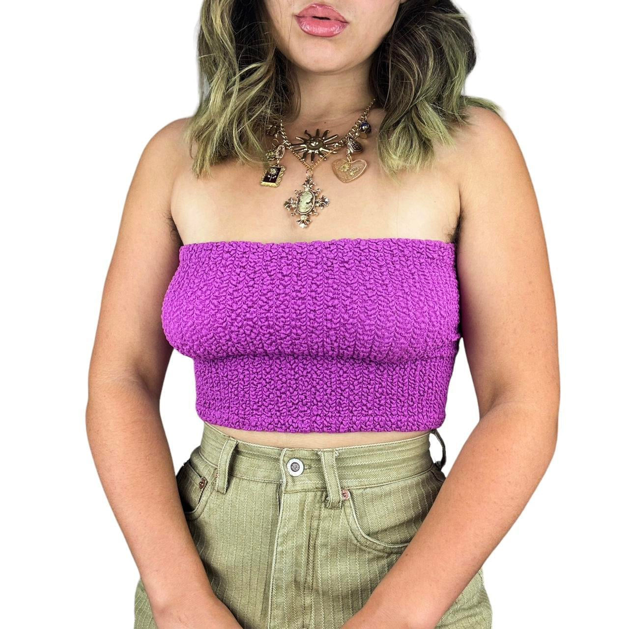 90s Orchid Scrunch Tube Top (S)