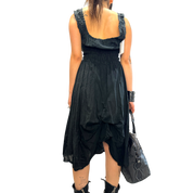 Vintage Italian Cotton Black Milkmaid Dress (S/M)