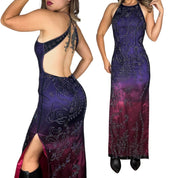 90s Beaded Open Back Ombré Gown (XS)